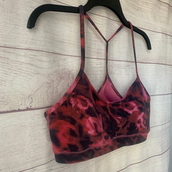 Lululemon Flow Y Bra Intensity Pink Blossom Multi with Pads Nulu Size 12 - Picture 12 of 15
